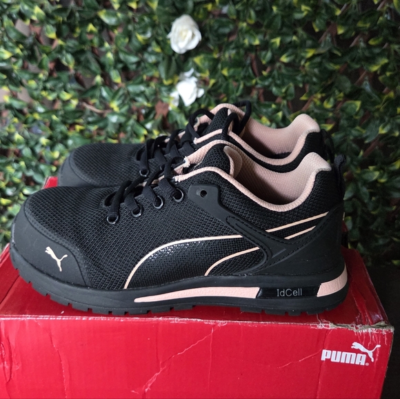 PUMA Safety Levity Knit Comp Toe Work Shoes Black Peach ASTM EH SR Women's Sz 5 - Picture 1 of 11